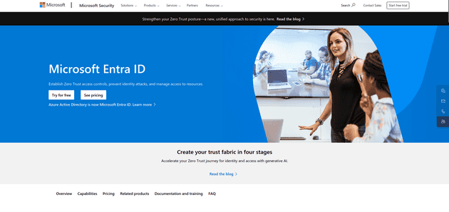 Entra ID's landing page