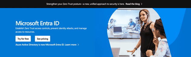 Azure AD (Microsoft Entra ID) homepage screenshot