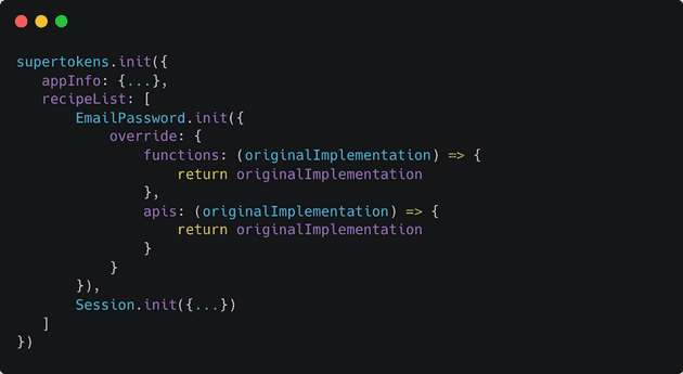 image showing how to init supertokens.