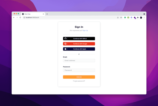 email password UI