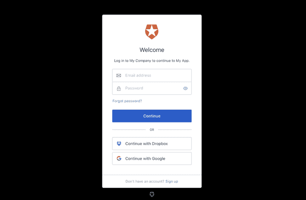 Auth0 login UI