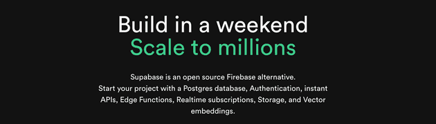 Screenshot of partial Supabase website