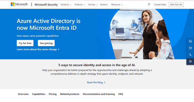 Microsoft Entra ID homepage