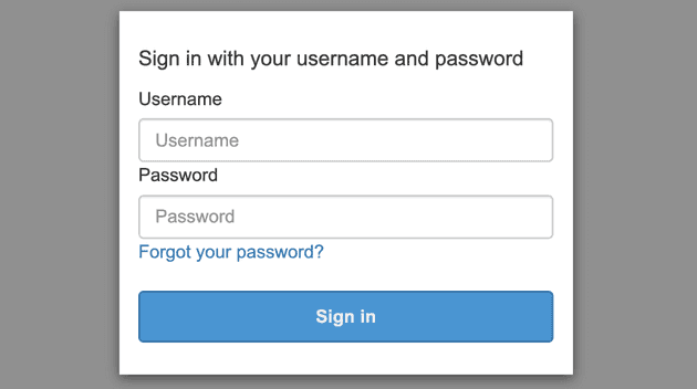 Cognito login form