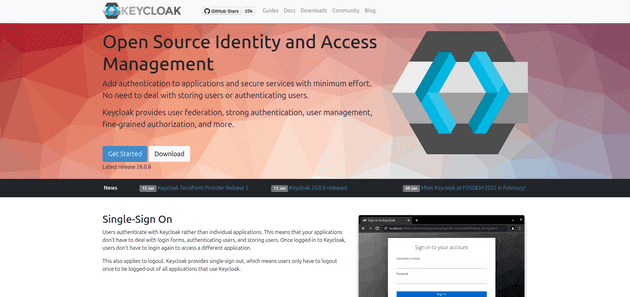 Keycloak's landing page